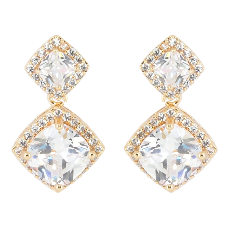 Сережки Xuping Позолота 18K пусети Кришталеві підвіски фото №10