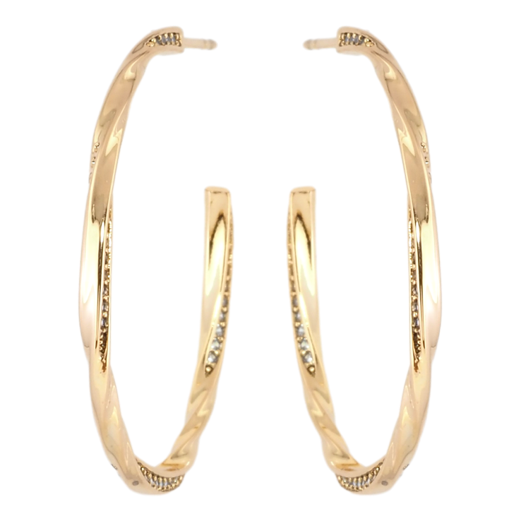 Сережки Xuping Позолота 18K пусети Дуги з візерунком доріжки цирконію фото №3