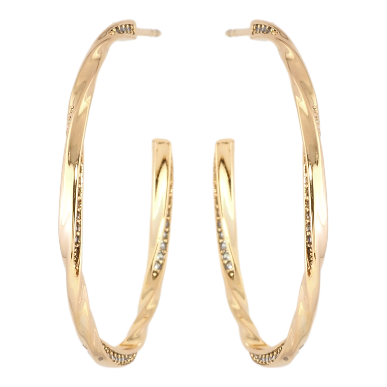 Сережки Xuping Позолота 18K пусети Дуги з візерунком доріжки цирконію фото №1