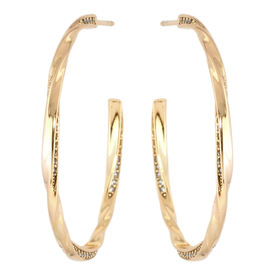 Сережки Xuping Позолота 18K пусети Дуги з візерунком доріжки цирконію фото №1