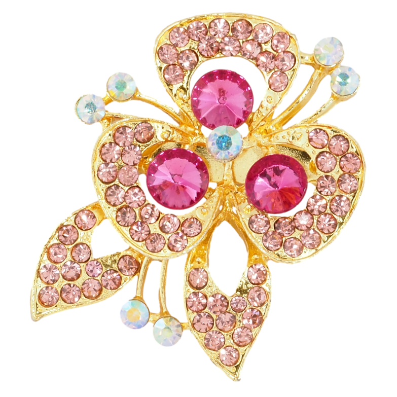 Брошь Цветок с розовыми стразами фото №1 Брошь Цветок с розовыми стразами фото №1