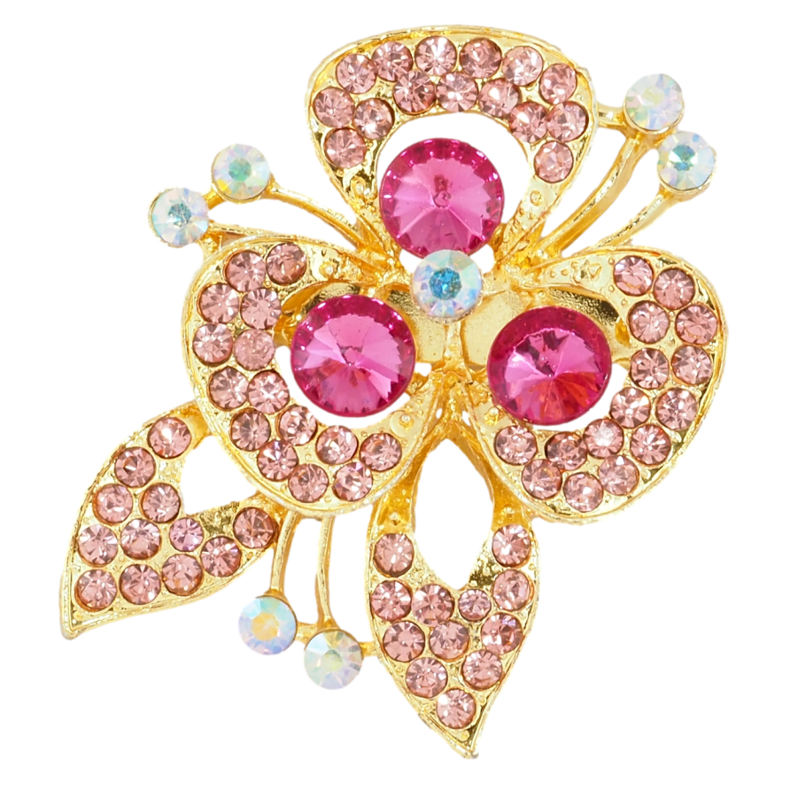 Брошь Цветок с розовыми стразами фото №1 Брошь Цветок с розовыми стразами фото №1