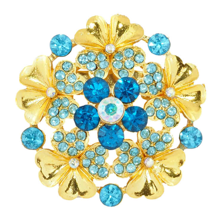 Брошка Квітка з бірюзовими стразами фото №7 Брошка Квітка з бірюзовими стразами фото №7