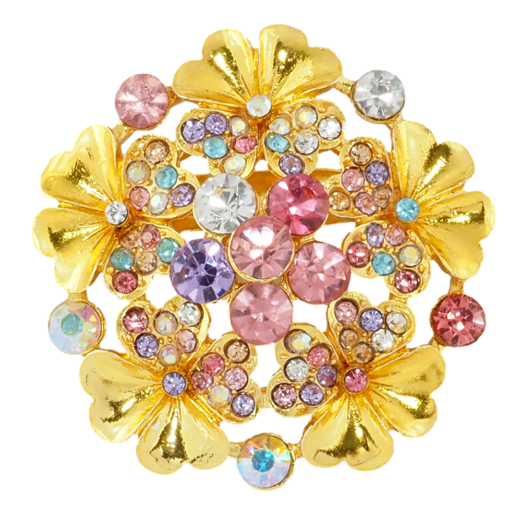 Брошь Цветок с разноцветными стразами фото №4 Брошь Цветок с разноцветными стразами фото №4
