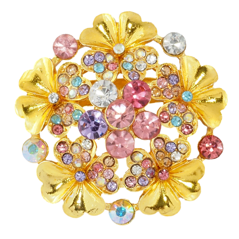 Брошка Квітка з різнокольоровими стразами фото №1 Брошка Квітка з різнокольоровими стразами фото №1