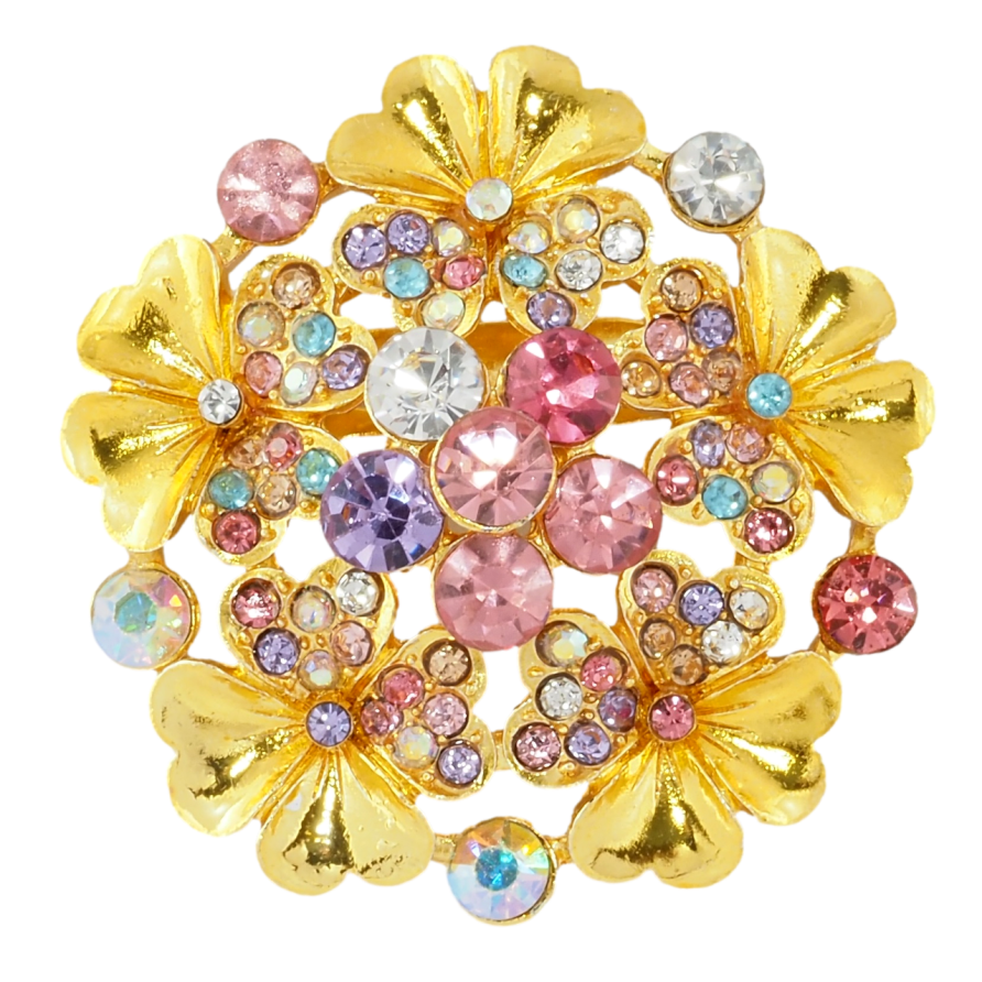 Брошка Квітка з різнокольоровими стразами фото №1 Брошка Квітка з різнокольоровими стразами фото №1