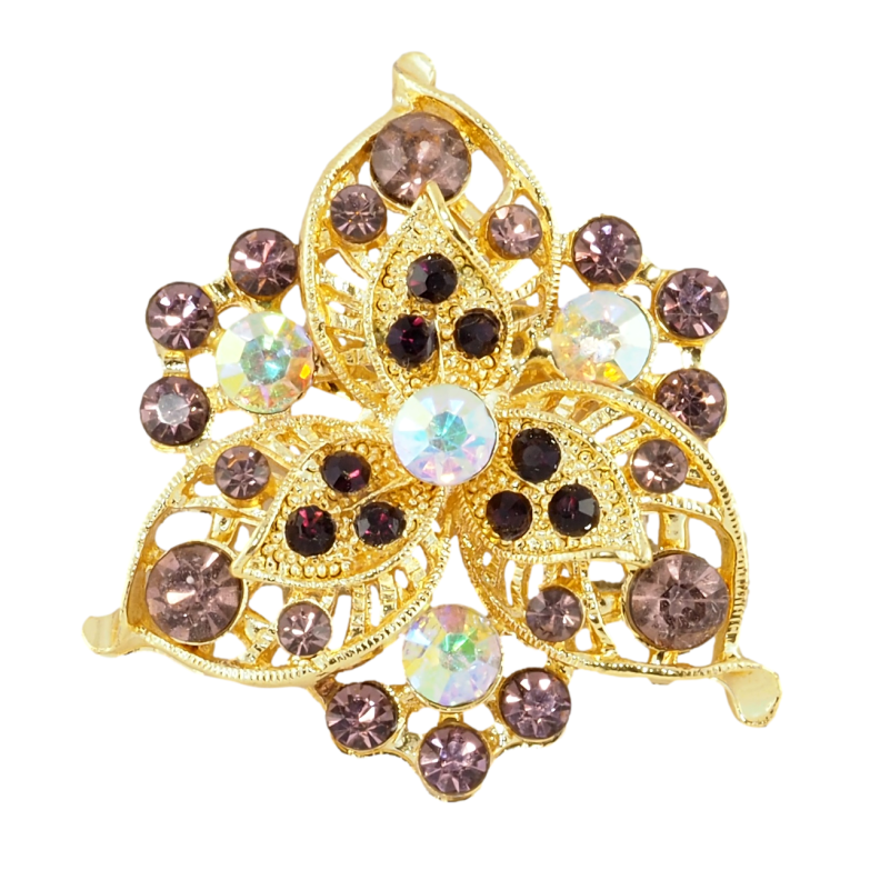 Брошь Цветок с бордовыми стразами фото №2 Брошь Цветок с бордовыми стразами фото №2