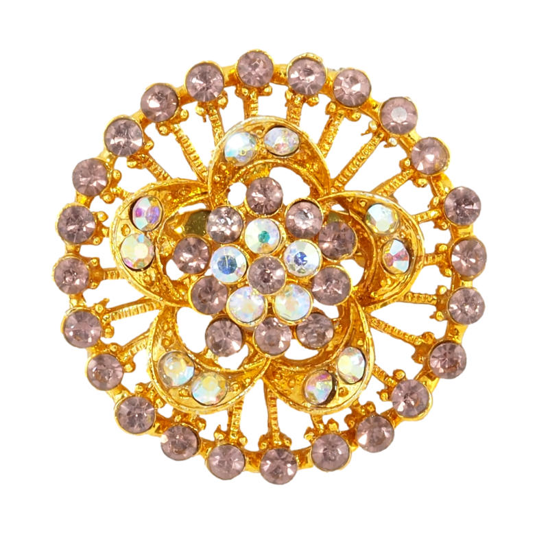 Брошь Цветок с светло-бордовыми стразами фото №1