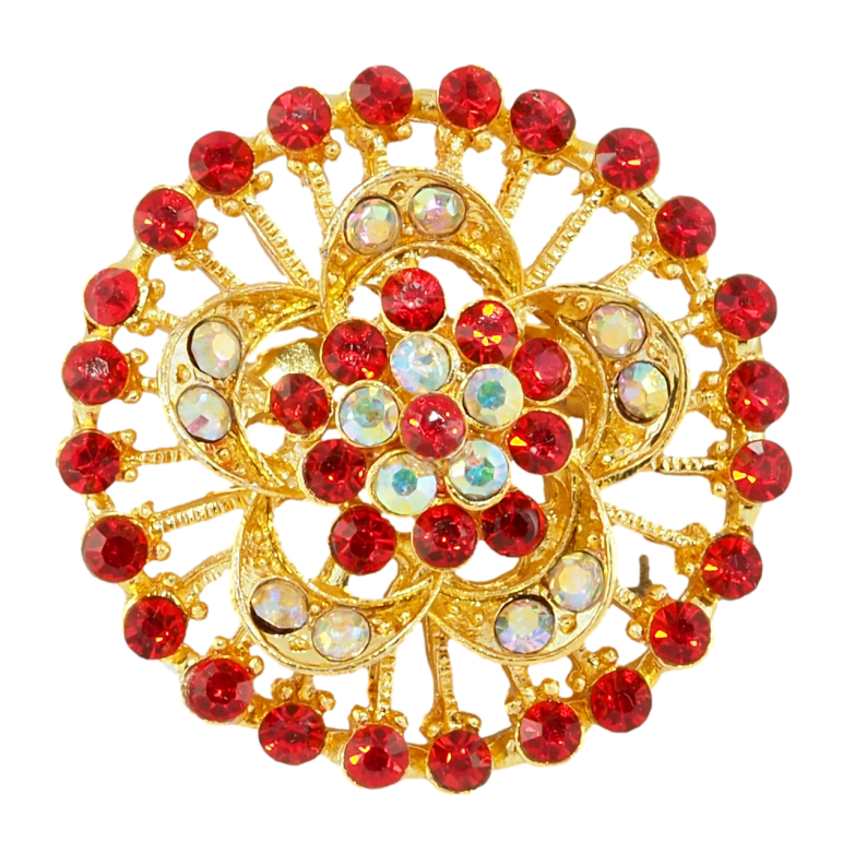 Брошь Цветок с красными стразами фото №3 Брошь Цветок с красными стразами фото №3