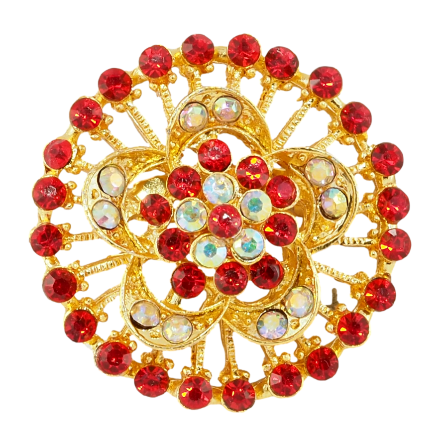 Брошка Квітка з червоними стразами фото №1 Брошка Квітка з червоними стразами фото №1