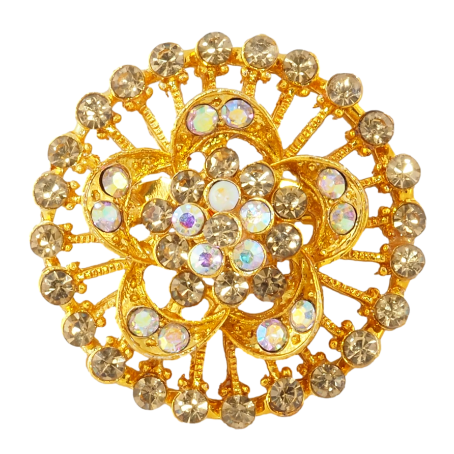Брошь Цветок с золотистыми стразами фото №1 Брошь Цветок с золотистыми стразами фото №1