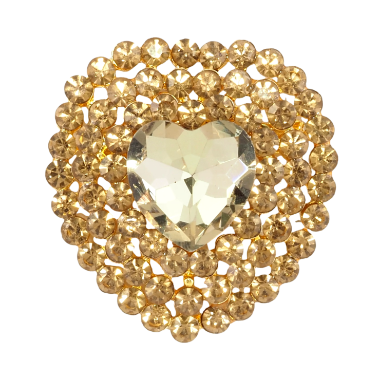 Брошка Серце із золотистих страз фото №2 Брошка Серце із золотистих страз фото №2
