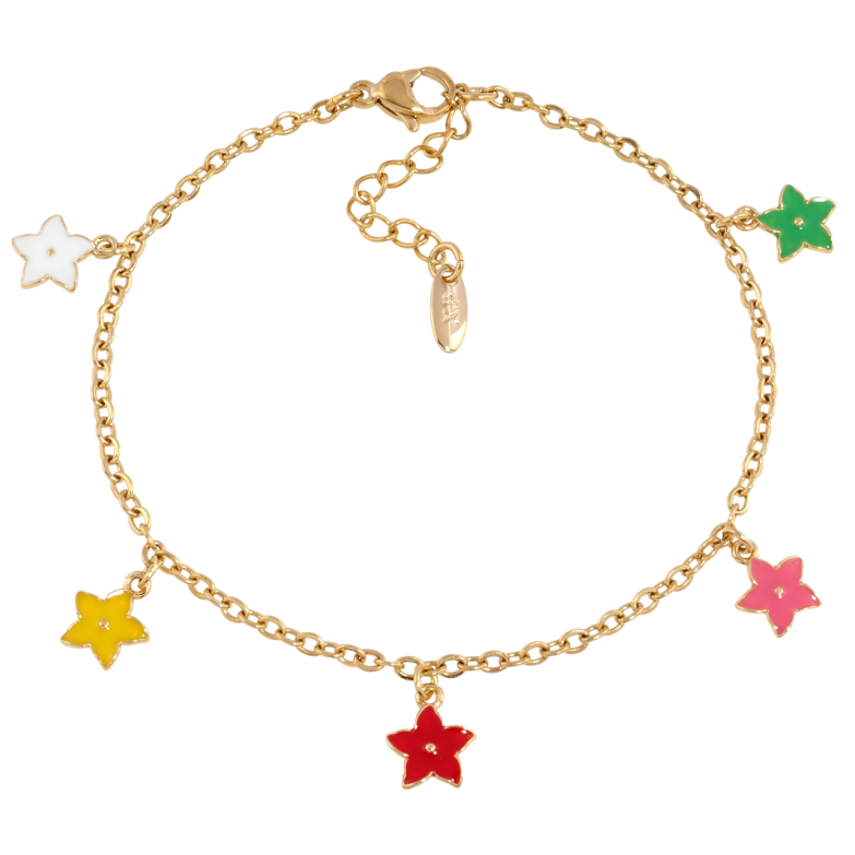 Браслет Xuping Позолота 18K Ланцюжок з підвісками квіточки довжина з дод. ланцюжком 17-20см х 2мм фото №1