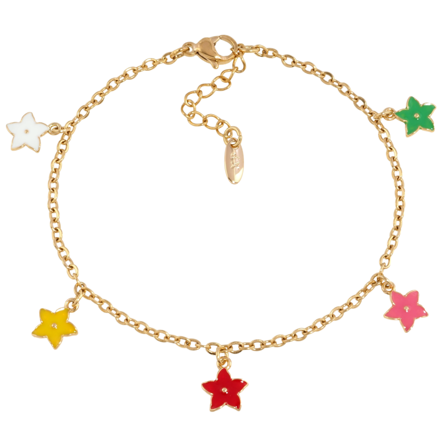 Браслет Xuping Позолота 18K Цепочка с подвесками цветочки размер с доп.цепочкой 17-20см х 2мм фото №1