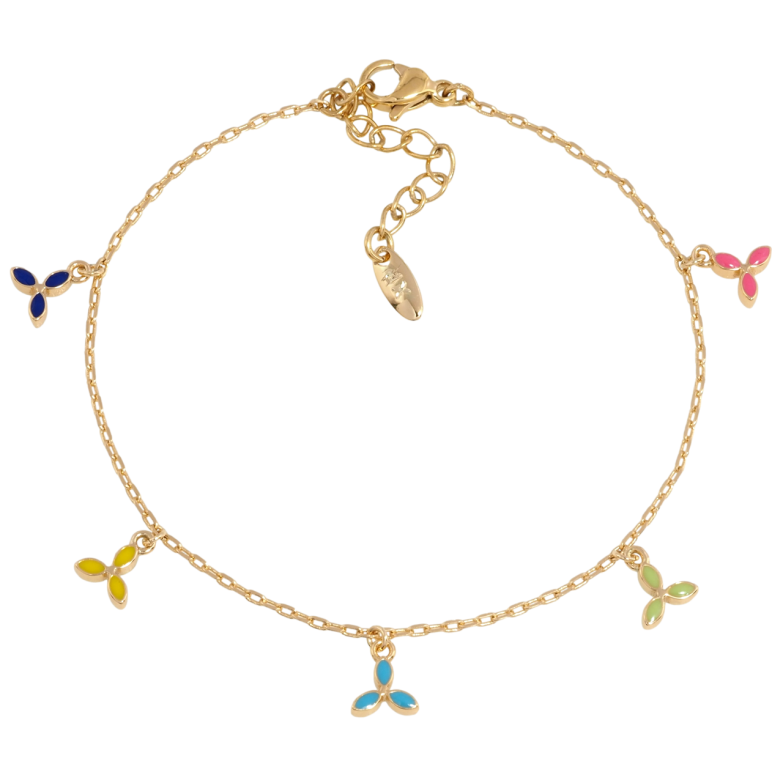 Браслет Xuping Позолота 18K Цепочка с подвесками цветочки размер с доп.цепочкой 17-20.5см х 1мм фото №1 Браслет Xuping Позолота 18K Цепочка с подвесками цветочки размер с доп.цепочкой 17-20.5см х 1мм фото №1