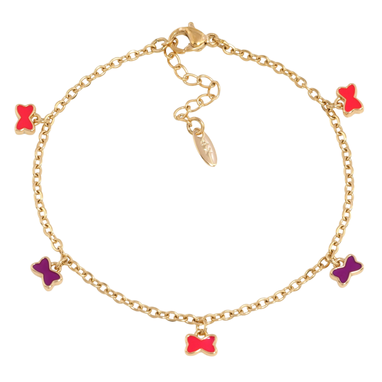 Браслет Xuping Позолота 18K Ланцюжок з підвісками бантики довжина з дод. ланцюжком 17-20см х 2мм фото №1