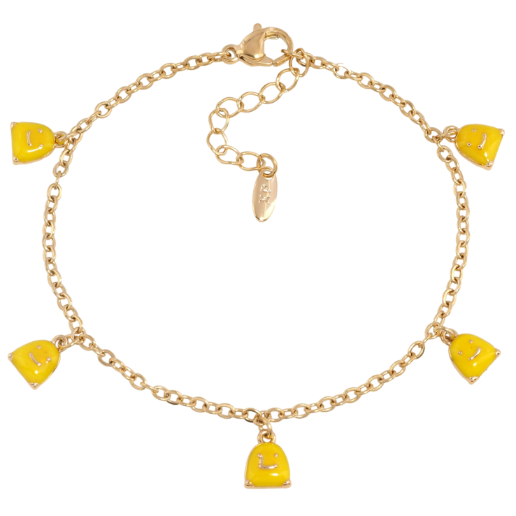 Браслет Xuping Позолота 18K Цепочка с желтыми эмалевыми подвесками размер с доп.цепочкой 17.5-20.5см х 2мм фото №11 Браслет Xuping Позолота 18K Цепочка с желтыми эмалевыми подвесками размер с доп.цепочкой 17.5-20.5см х 2мм фото №11