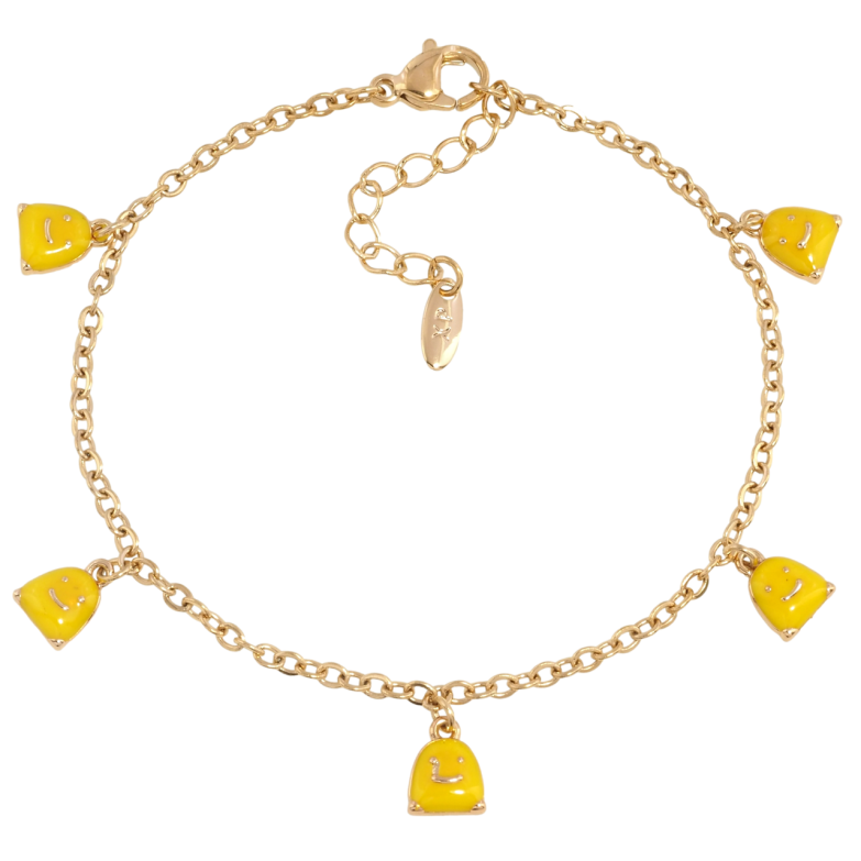 Браслет Xuping Позолота 18K Цепочка с желтыми эмалевыми подвесками размер с доп.цепочкой 17.5-20.5см х 2мм фото №1