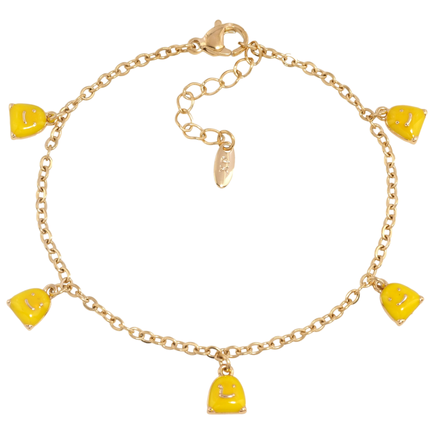 Браслет Xuping Позолота 18K Цепочка с желтыми эмалевыми подвесками размер с доп.цепочкой 17.5-20.5см х 2мм фото №1