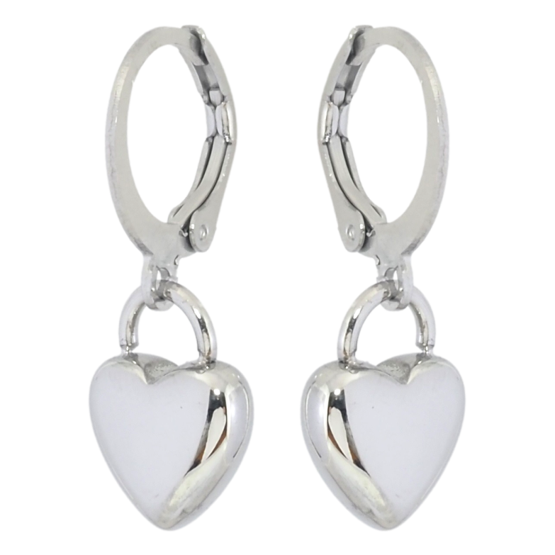 Сережки Xuping TTM Stainless Steel колір Родій підвіски на колечках Сердечки фото №1