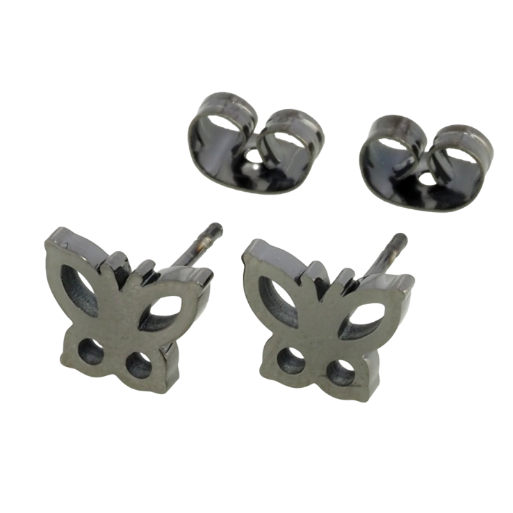 Серьги Xuping TTM Stainless Steel цвет графит пусеты Бабочки фото №19
