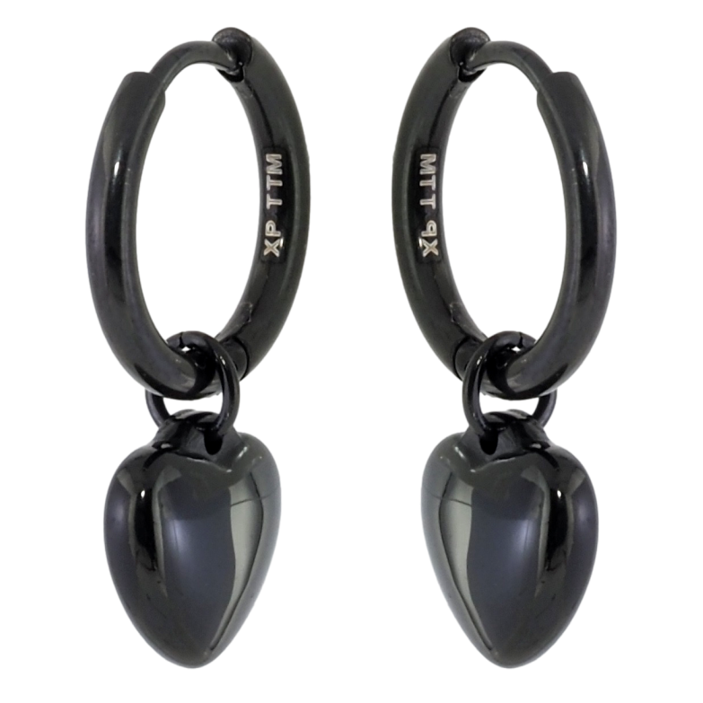 Сережки Xuping колір Black підвіски на колечках Сердечки 2 в 1 фото №2