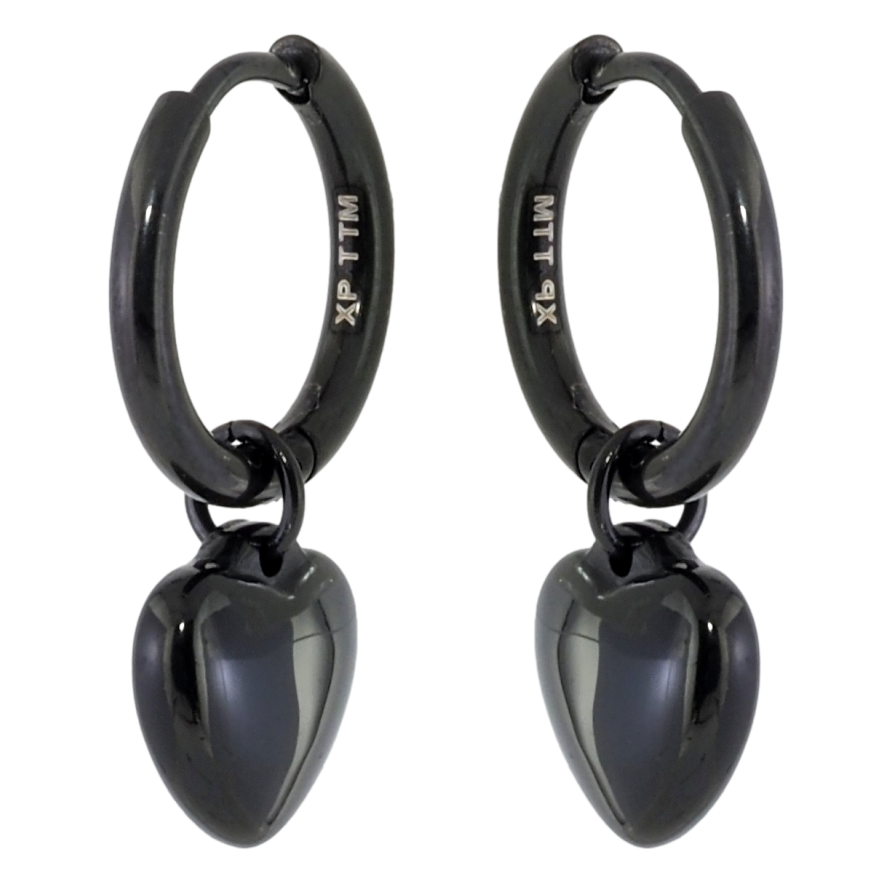 Сережки Xuping колір Black підвіски на колечках Сердечки 2 в 1 фото №1