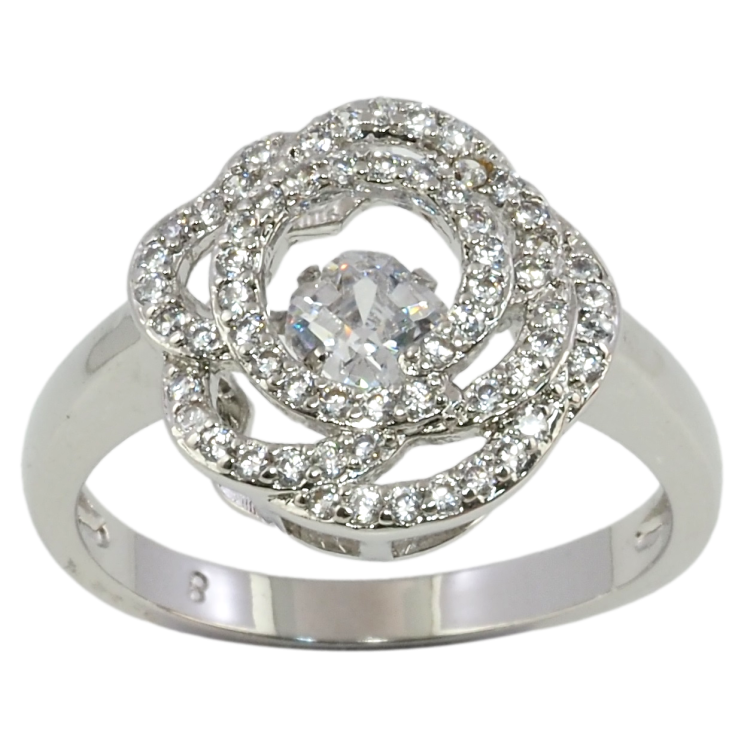 Кольцо Xuping Родий Цветок с Танцующим кристаллом фото №5 Кольцо Xuping Родий Цветок с Танцующим кристаллом фото №5