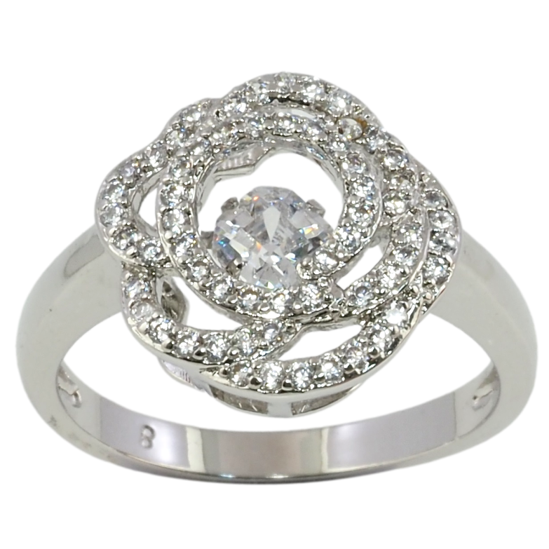 Кольцо Xuping Родий Цветок с Танцующим кристаллом фото №1 Кольцо Xuping Родий Цветок с Танцующим кристаллом фото №1