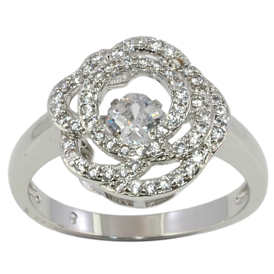 Кольцо Xuping Родий Цветок с Танцующим кристаллом фото №1 Кольцо Xuping Родий Цветок с Танцующим кристаллом фото №1