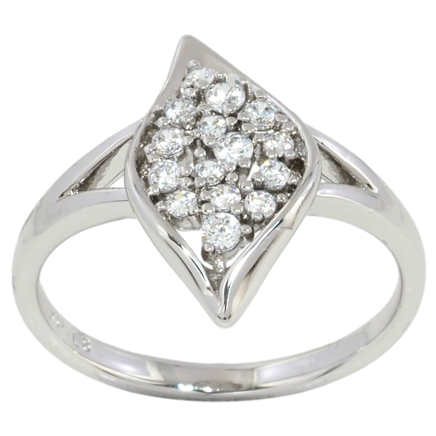 Кольцо Xuping Родий Листик с цирконием фото №1