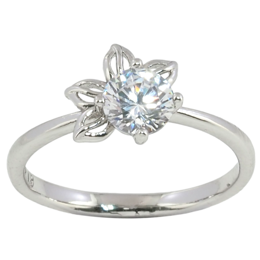 Кольцо Xuping Родий Цветочек с кристаллом фото №1