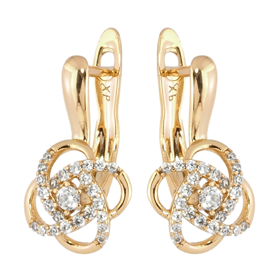 Сережки Xuping Позолота 18K англійський замок Квіточки з цирконієм фото №1