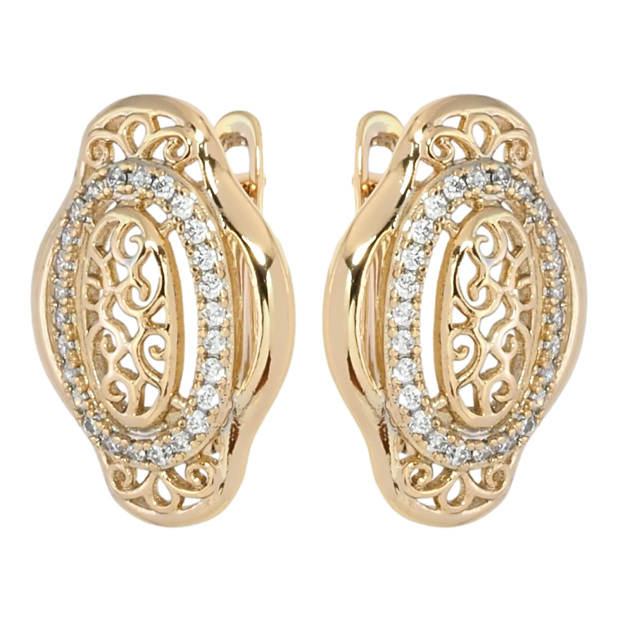 Серьги Xuping Позолота 18K английский замок Ажурный узор с цирконием фото №1 Серьги Xuping Позолота 18K английский замок Ажурный узор с цирконием фото №1