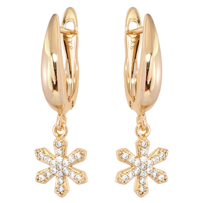 Серьги Xuping Позолота 18K английский замок Снежинки фото №1 Серьги Xuping Позолота 18K английский замок Снежинки фото №1