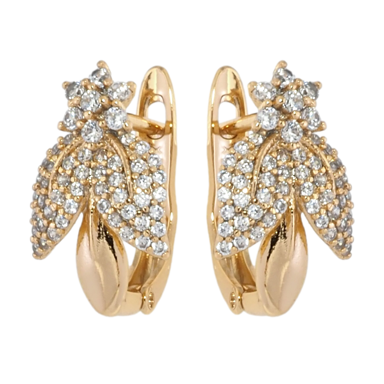Серьги Xuping Позолота 18K английский замок Цветочки инкрустация цирконием фото №1 Серьги Xuping Позолота 18K английский замок Цветочки инкрустация цирконием фото №1