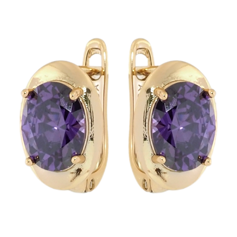 Серьги Xuping Позолота 18K английский замок Сиреневые фианиты фото №1 Серьги Xuping Позолота 18K английский замок Сиреневые фианиты фото №1