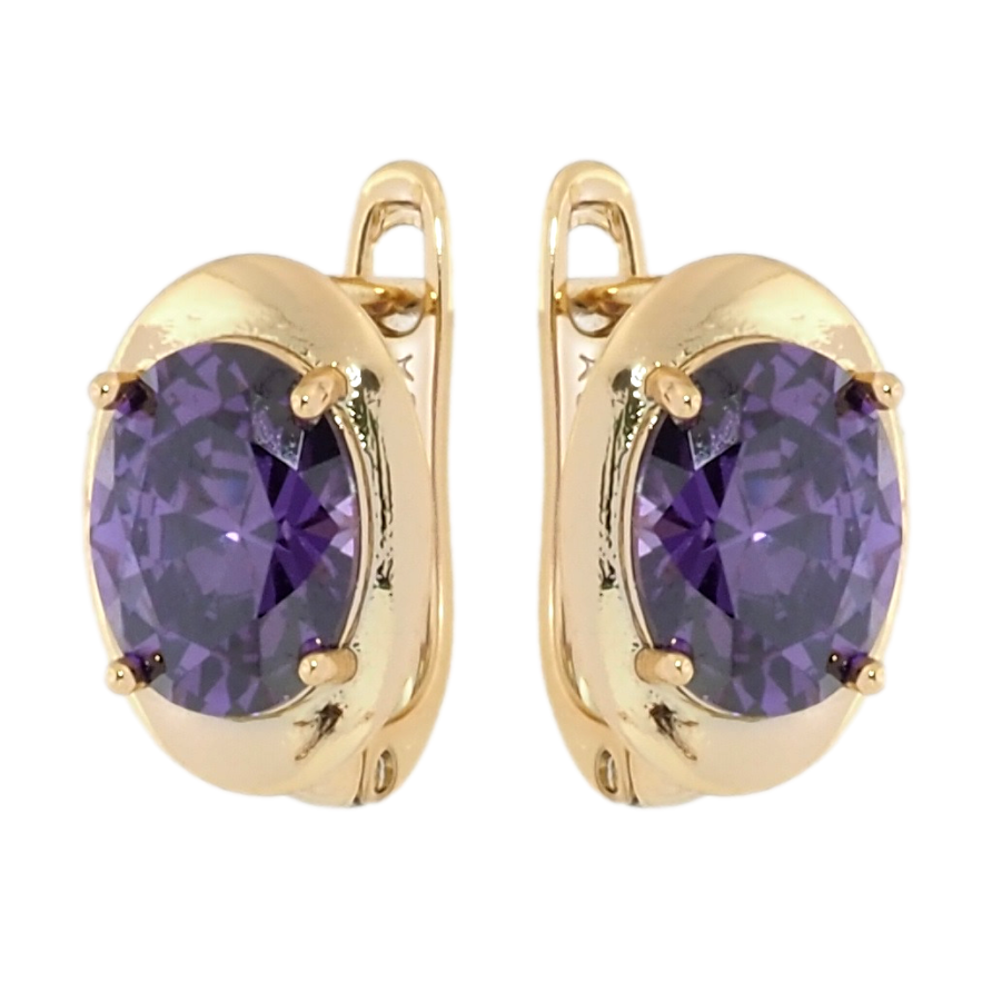 Серьги Xuping Позолота 18K английский замок Сиреневые фианиты фото №1 Серьги Xuping Позолота 18K английский замок Сиреневые фианиты фото №1