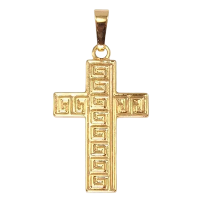 Кулон Xuping Позолота 18K Декоративный Крест с меандровым орнаментом фото №1