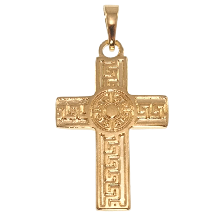 Кулон Xuping Позолота 18K Декоративный Крест с меандровым орнаментом для цепочки до 5мм фото №4 Кулон Xuping Позолота 18K Декоративный Крест с меандровым орнаментом для цепочки до 5мм фото №4