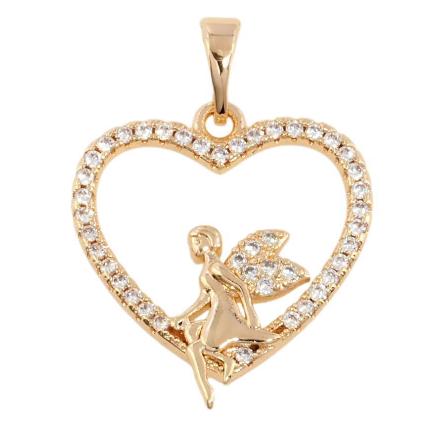 Кулон Xuping M&L Колір 18К Сердечко з феєю для ланцюжка до 5мм фото №1