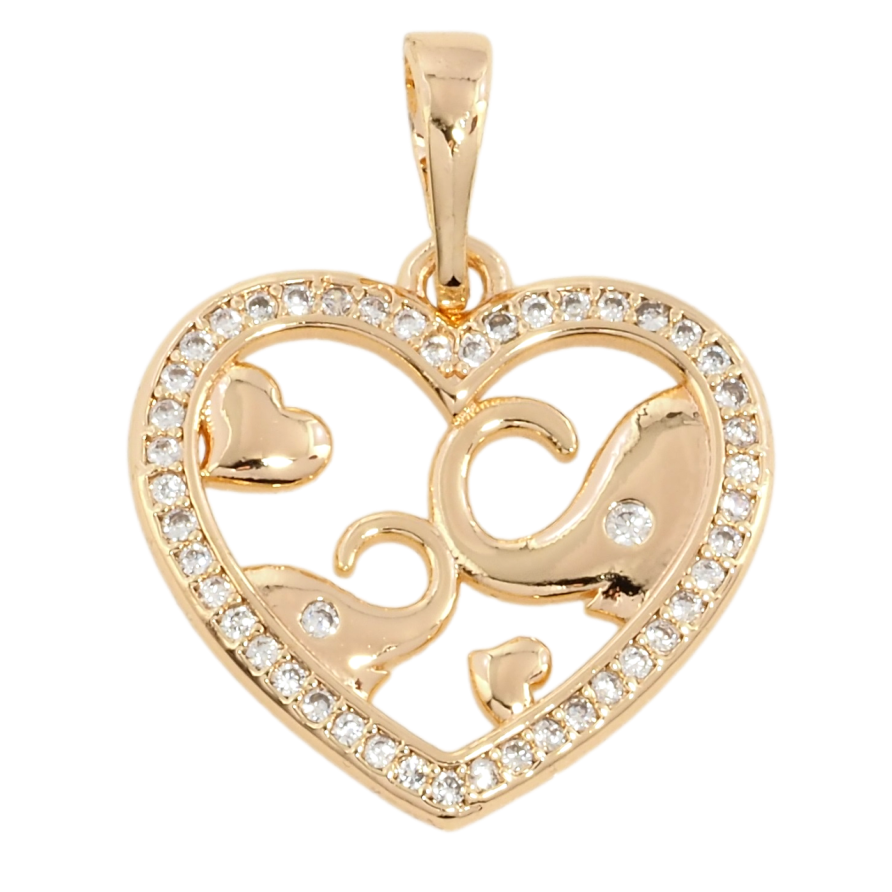 Кулон Xuping M&L Колір 18К Слоники в сердечку для ланцюжка до 6мм фото №1