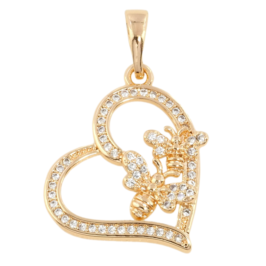 Кулон Xuping M&L Колір 18К Сердечко з бджолами для ланцюжка до 5мм фото №1