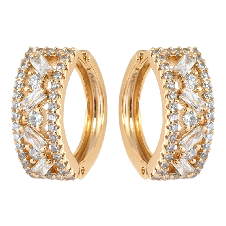 Сережки Xuping Позолота 18K колечка Інкрустація цирконієм фото №1 Сережки Xuping Позолота 18K колечка Інкрустація цирконієм фото №1