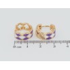 Сережки Xuping Позолота 18K колечка Візерунок з біло-бузковою емаллю фото №2 Сережки Xuping Позолота 18K колечка Візерунок з біло-бузковою емаллю фото №2