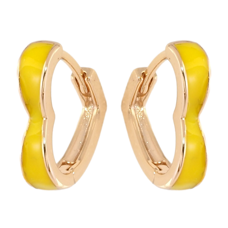 Сережки Xuping колір 18K колечки Сердечка з жовтою емаллю фото №16