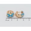 Сережки Xuping Позолота 18K колечка Візерунок сердечка з цирконієм на блакитній емалі фото №2 Сережки Xuping Позолота 18K колечка Візерунок сердечка з цирконієм на блакитній емалі фото №2