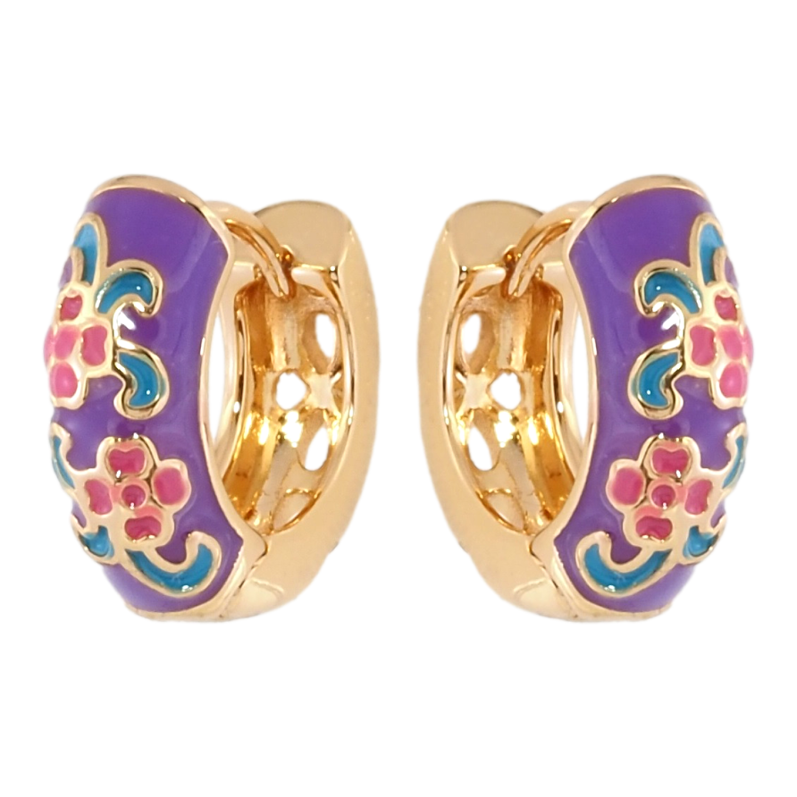 Сережки Xuping Позолота 18K колечка Квітковий візерунок емаллю фото №1