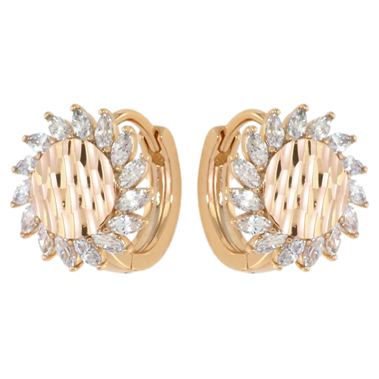 Серьги Xuping Позолота 18K колечки Цветочки с цирконием фото №6