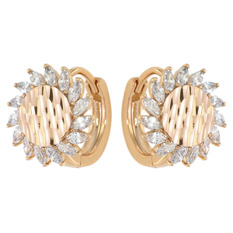 Серьги Xuping Позолота 18K колечки Цветочки с цирконием фото №1